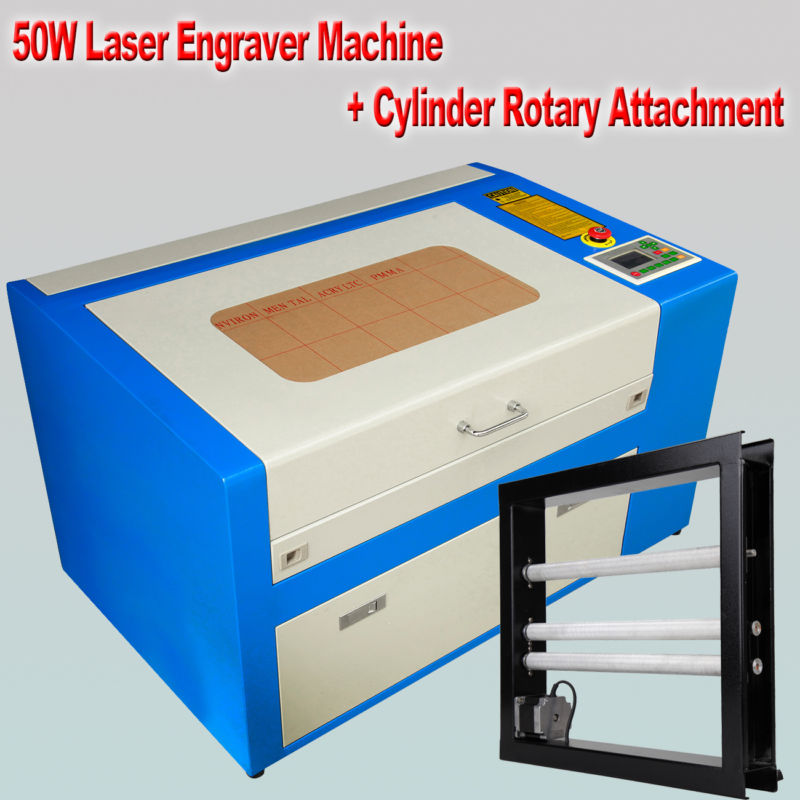 50W CO2 Laser Engraving Engraver Cutter Machine With Cylinder Rotary Attachment for sale from ...