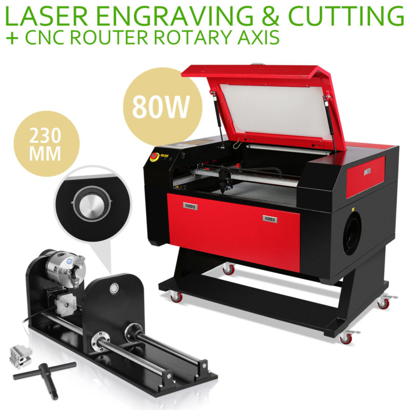 80W CO2 Laser Gravier Maschine Rotary Axis Cutting Laserröhre Gravur ...