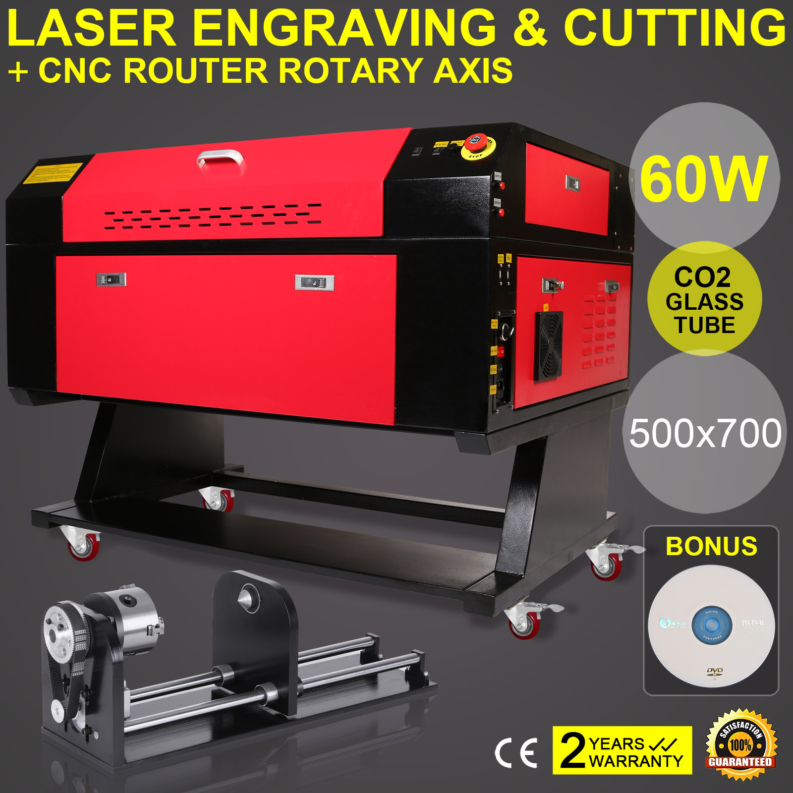 60w Co2 Laser Engraving Cutting Machine 500x700mm Wood Working W