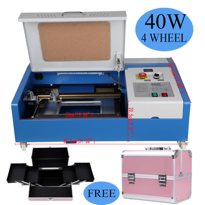 40W CO2 4 Wheel Laser Engraver Cutter Engraving Machine Laser Printer +Free Case for sale from ...