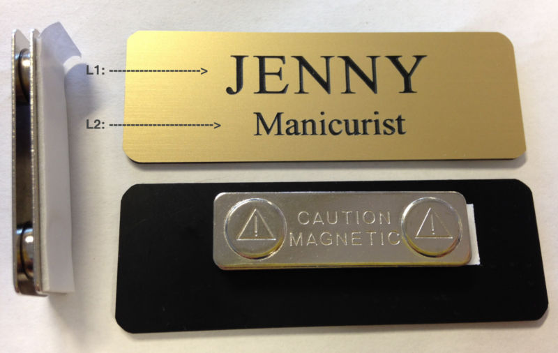 Custom Employee Name Tag Matte Gold W Corner Rounds & Magnet Attachment ...