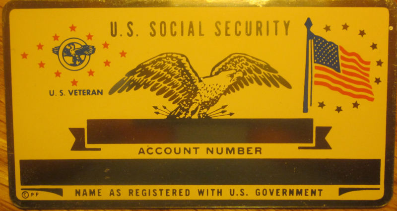 Metal Social Security Id Card Us Veteran Custom Engraved