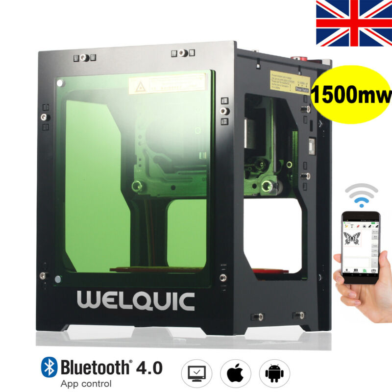 Welquic Laser Engraving Machine 1500mw Desktop Engraver Wood Cutter Bluetooth Uk for sale from ...