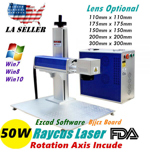 Usa Fda 50W Split Fiber Laser Marking Engraving Engraver Machine + Rotary Axis for sale from ...